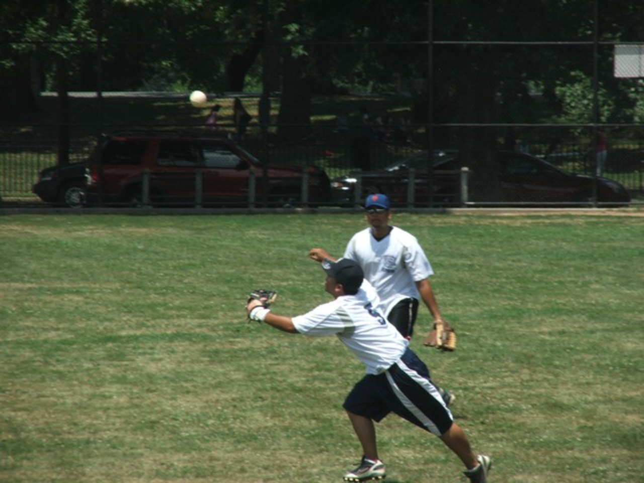 Two players on a baseball field
