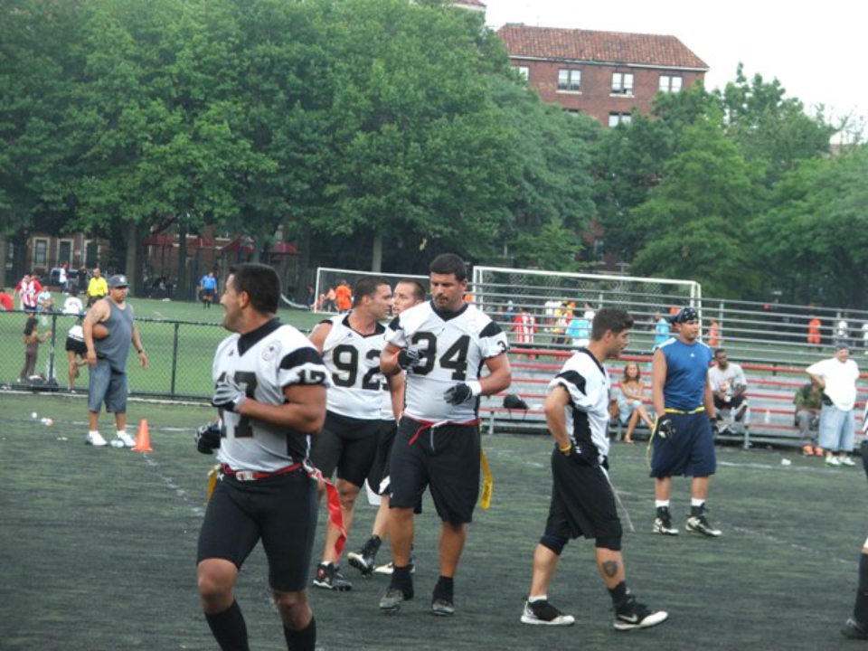 Team practicing in sports uniforms