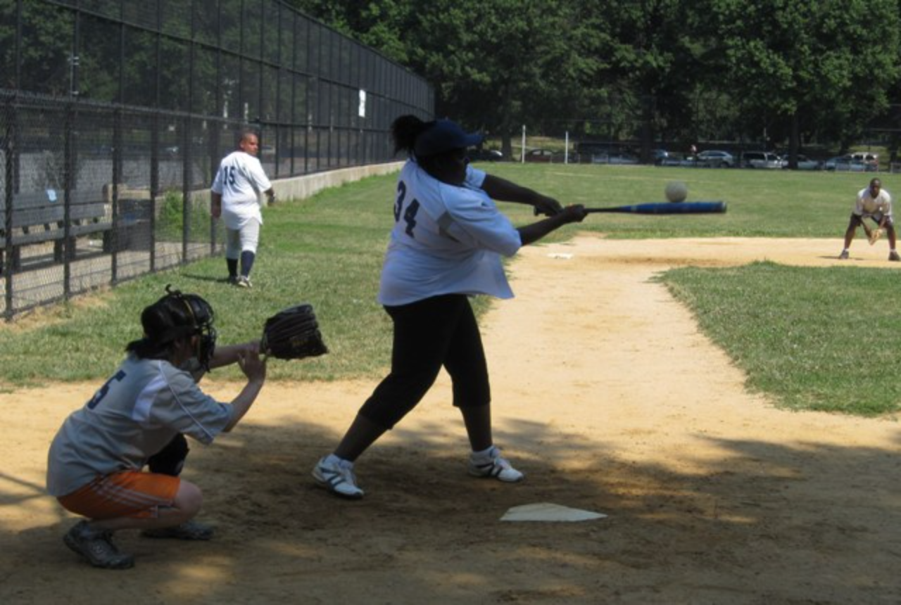 Action shot of baseball swing