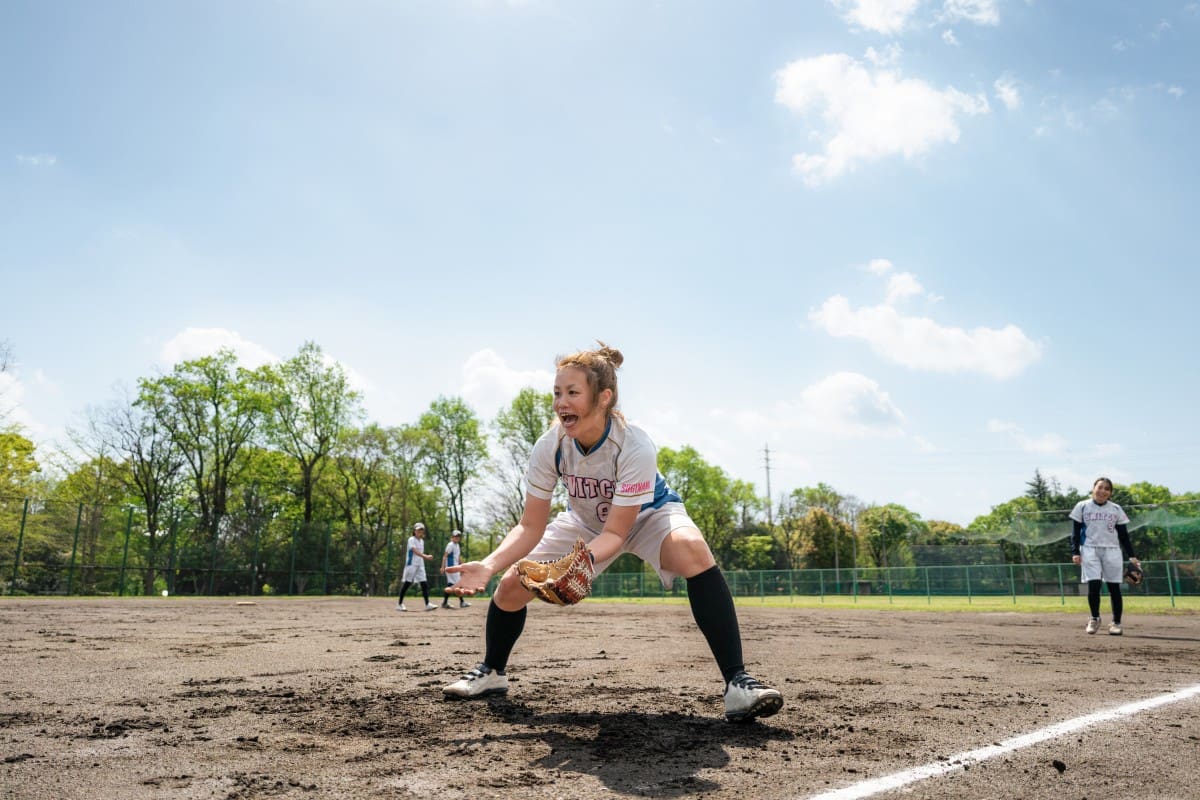 Athlete in action on baseball field