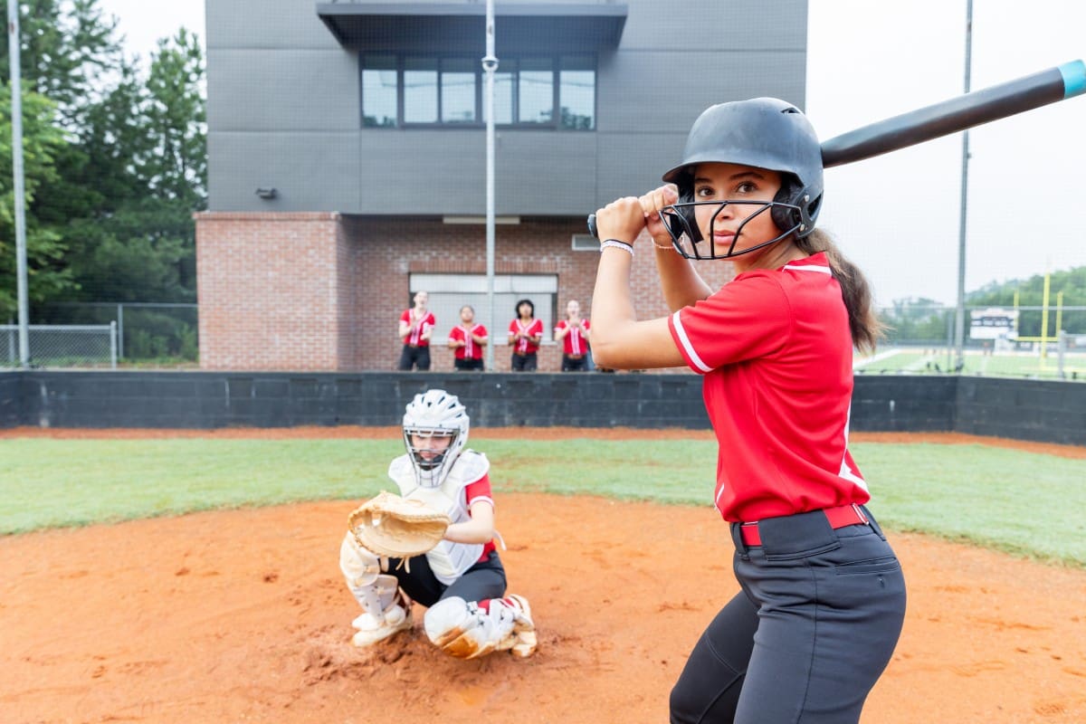 Softball player ready to bat