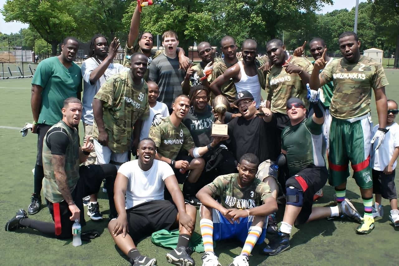 Winning team gathered on the field