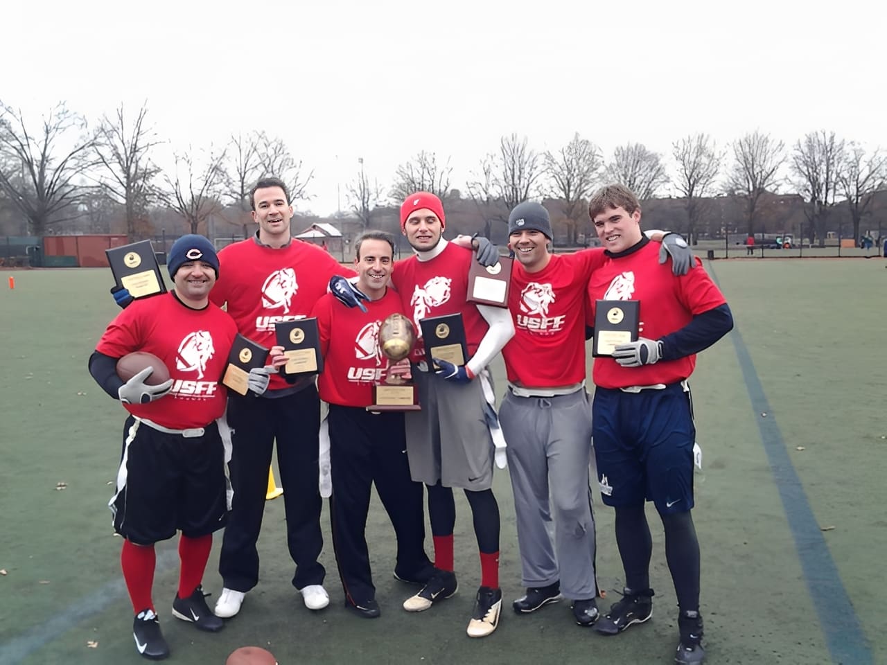 Group of players celebrating victory